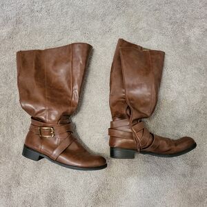 Brown Leather Knee-High Boots